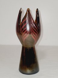 Interesting Vintage Blown Art Glass Tulip Like Flower Vase
