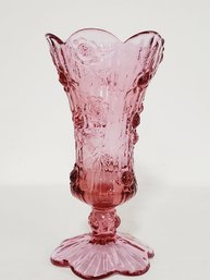 Vintage Fenton 9' Footed Rose Vase In Dusty Rose Pink