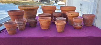 Terra Cotta Pot Lot, 1 Stamped Italy