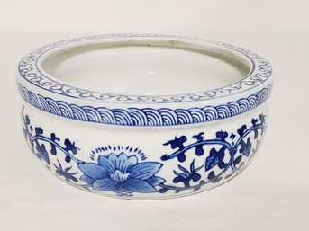 Chinese Pots Company Cobalt Blue & White Porcelain Orchid Planter Bowl