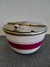 Utilities Specialties Co. Red Striped Bowl With Lid