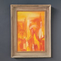 Original 1969 Framed Abstract Oil On Canvas Panel