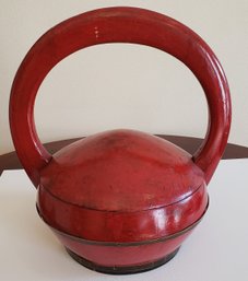Vintage Chinese Red Lacquer Wedding Basket Box With Lid