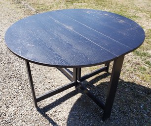 Painted Black Wood Oval Folding Table - Very Heavy!