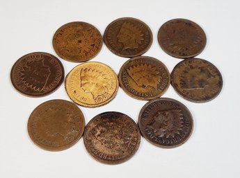 10 Indian Head Cents 1800s And 1900s