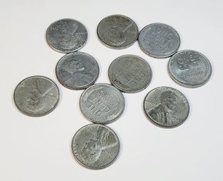 WW II......10 Coins ----1943 Steal Cent Lincoln Pennies