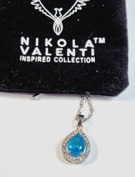 Nikola Valenti Blue Stone Pendant  Pretty Silver Tone Necklace