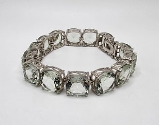 Incredible Prasiolite Line Bracelet, Rhodium Over Sterling