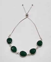 Green Onyx Bolo Bracelet In Sterling