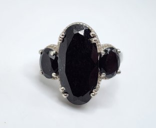 Australian Black Tourmaline Ring In Platinum Over Sterling