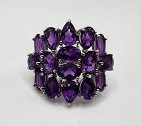 Purple Amethyst, Rhodium Over Sterling Ring