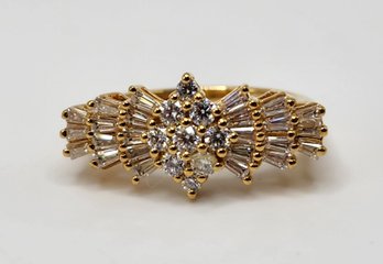 Moissanite Ring In Yellow Gold Over Sterling