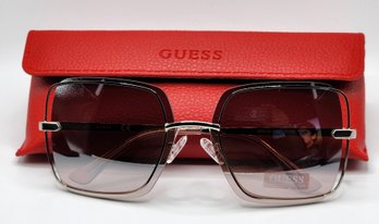 Brand New Pink & Silver Oversized Sunglasses With Red Leather Case