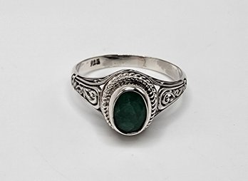 Bali, Emerald Ring In Sterling