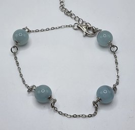 Aquamarine Bracelet In Rhodium Over Sterling