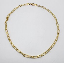 Italian 14k Yellow Gold Over Sterling Paperclip Necklace