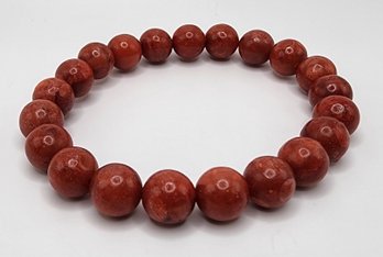 Red Coral Beaded Stretch Bracelet