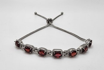 Garnet Bolo Bracelet In Stainless