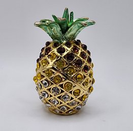 Austrian Crystal, Enameled Pineapple Trinket Box