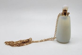 Opalite Perfume Necklace In Gold Tone & Stainless