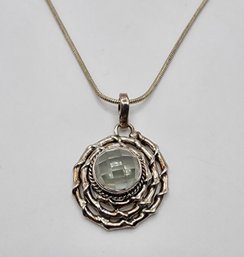 Bali, Green Amethyst Pendant In Sterling With Sterling Chain