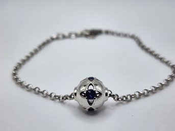 Blue Sapphire Bracelet In Platinum Over Sterling