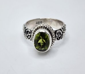 Bali, Peridot Ring In Sterling Silver