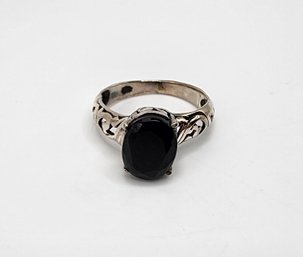 Natural Black Spinel Ring In Sterling Silver