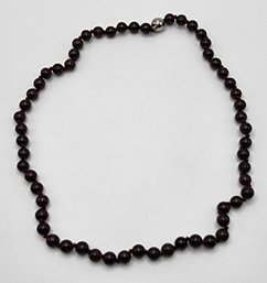 Mozambique Garnet Beaded & Hand Knotted Necklace In Silvertone