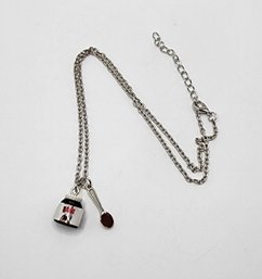 Cute Nutella & Spoon Necklace In Silvertone