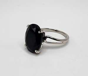 Australian Black Tourmaline Ring In Platinum Over Sterling