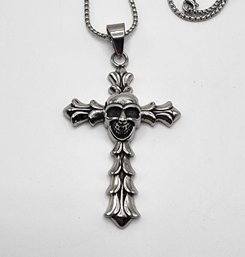 Nice Skull Cross Necklace In Stainless