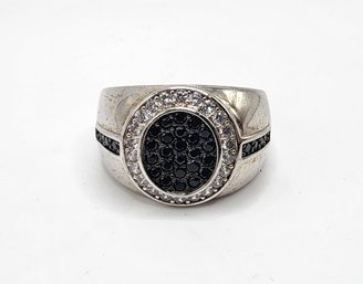 Thai Black Spinel Men's Ring In Stainless