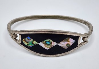 Vintage Alpaca Mexico Bracelet With Abalone Shell