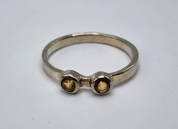 Vintage Sterling Silver Ring With Yellow Stones