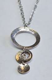 Sterling Silver Mid Century Modern Necklace With Hammered Design Silpada Designer