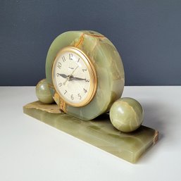 Mid Century Solid Onyx Mantle Clock