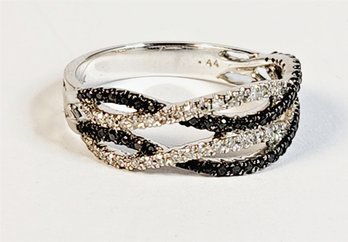 Super Modern Fab 10k White Gold Black And White Diamond Ring (.44 Carat Weight)