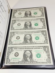 WOW.....2003 $1 Dollar Uncut Sheet Of 4 Bills With COA In Folder(20 Years Old)