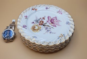 Richard Klemm Of Dresden Salad Plate Group.  Circa 1900.  Set Of 5.          -         -        -     Loc:BHS5