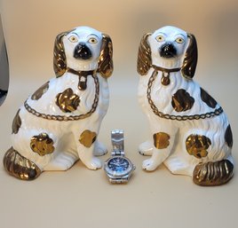 19th Century Staffordshire Dogs With Lusterware.  Great Condition.     -          -         -      - Loc:BHS7