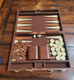 Leather  (possibly Pleather) Backgammon Set.