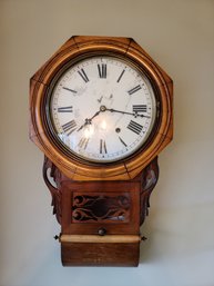 'School Scroll' Antique Clock Case Made In England Clock From Waterbury,  Paper States It Is Dated 1880