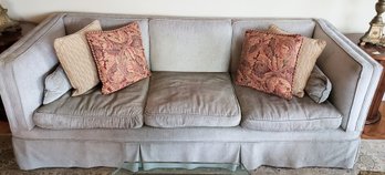 Comfy Light Greenish/gray Sofa With Pillows In Very Good Condition
