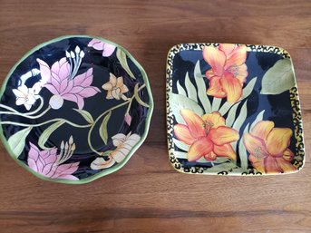 Two Floral Plates, By April Cornell And Gates