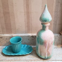 Ceramic Water Decanter And Soap Dish With Cup