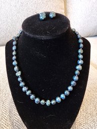 Natural Tahitian Pearl Earrings And Necklace