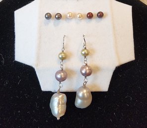 Group Of Natural Pearl Earrings