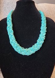 Turquoise Braided  Bead Necklace