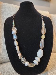 Blue And Clear Bead Necklace